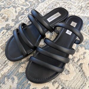 Steve Madden Black Padded Multi-Strap Slide Sandals